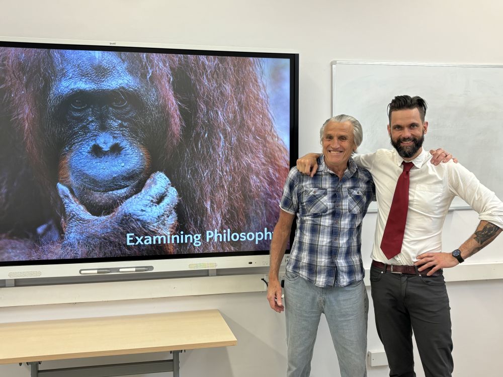 AHED Philosophy tutor, Chris Higginson, pictured with Philosophy student Bob Lakin AHED Philosophy tutor, Chris Higginson, pictured with Philosophy student Bob Lakin